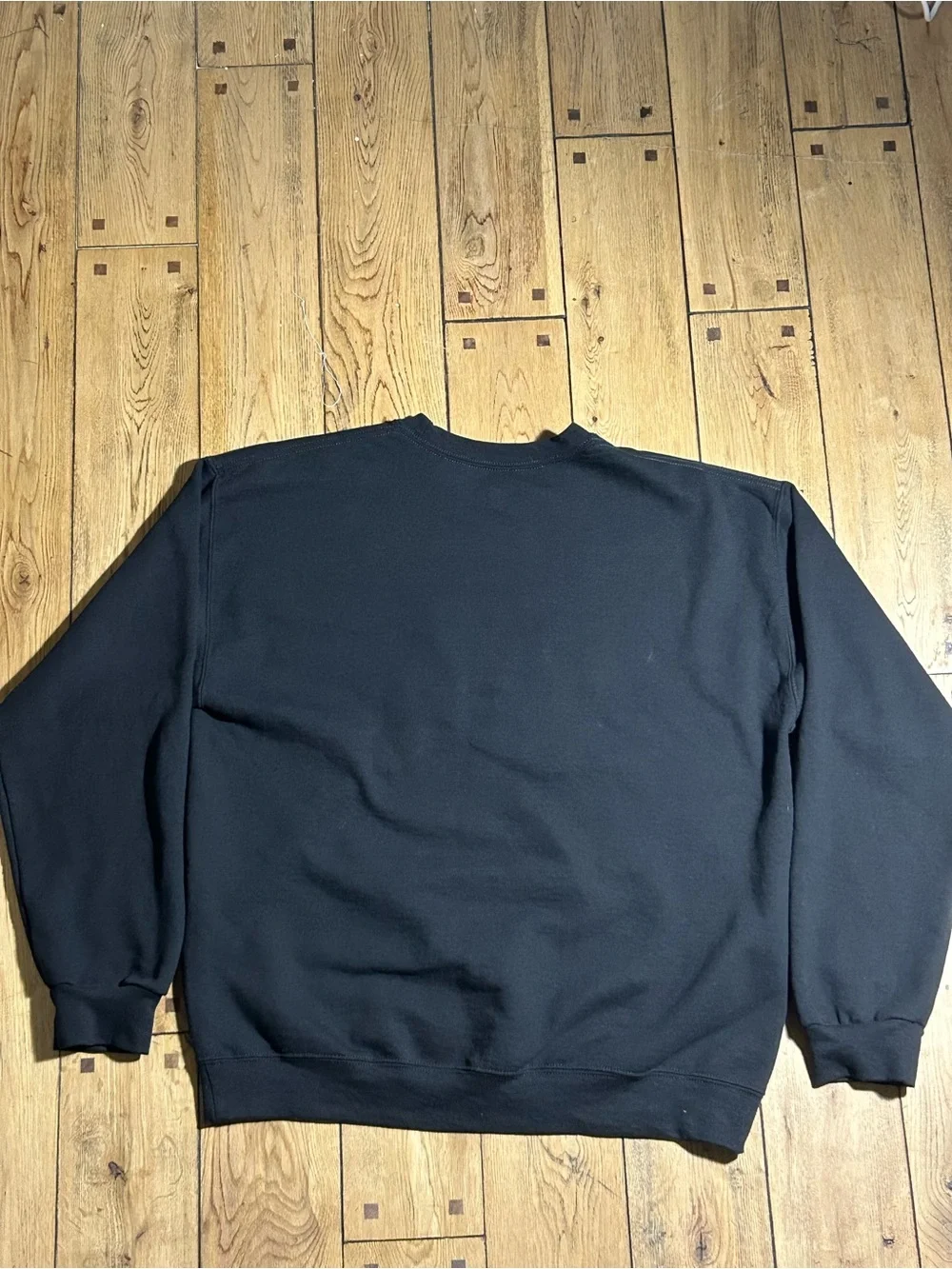Black Men’s Crewneck Sweater with Plaid Skull Graphic